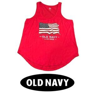 Old Navy "Live Free" red tank top relaxed fit for women